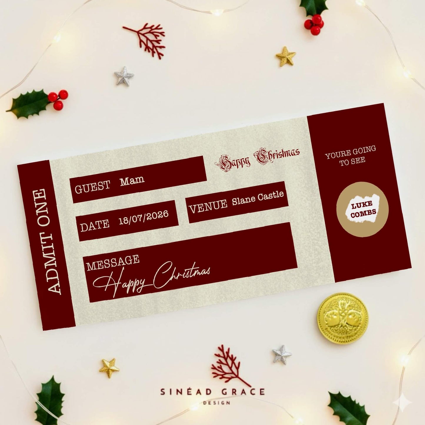 Personalised Admit One Scratch Reveal Card