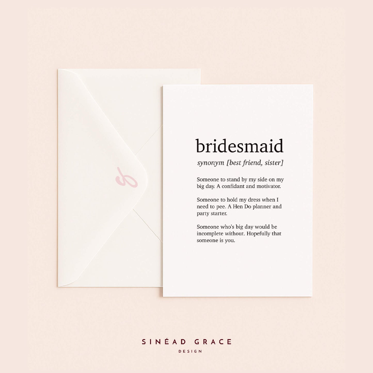 Bridal Party Definition Card