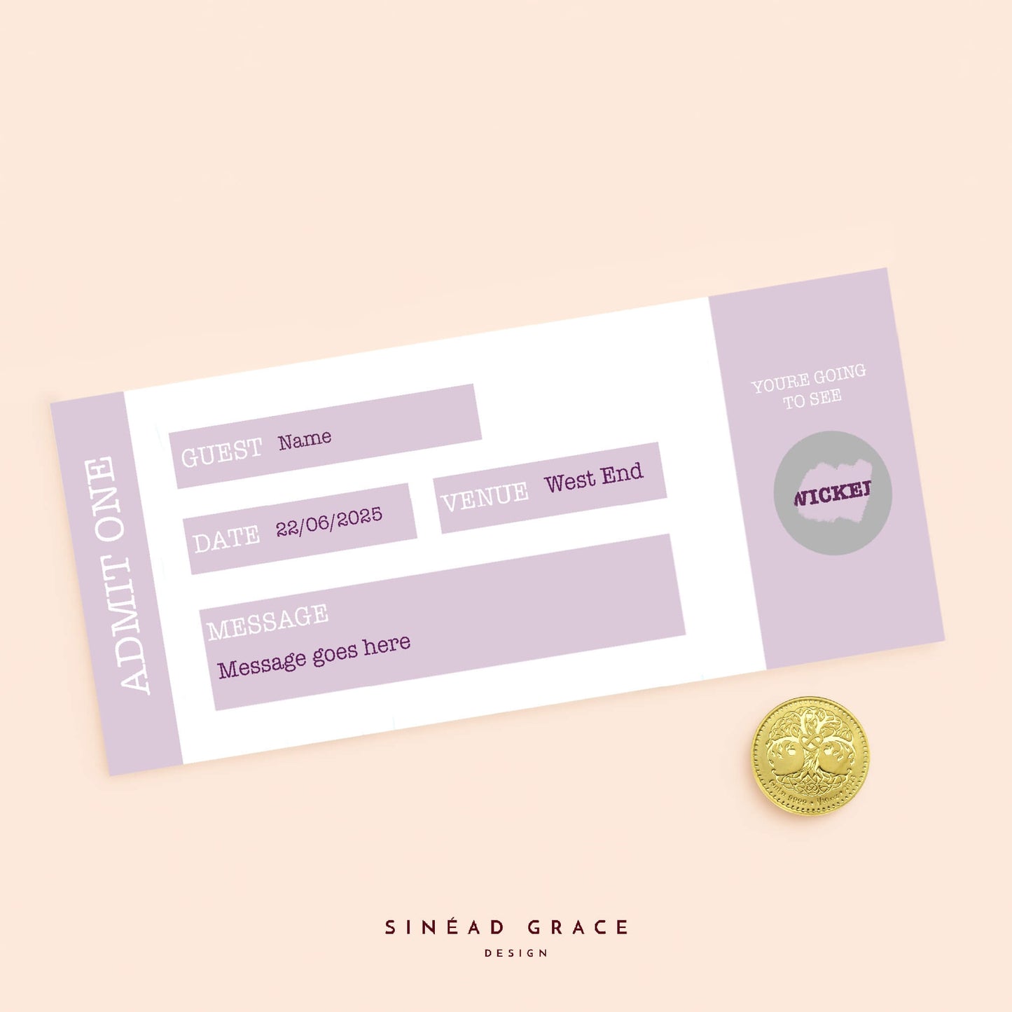 Personalised Admit One Scratch Reveal Card
