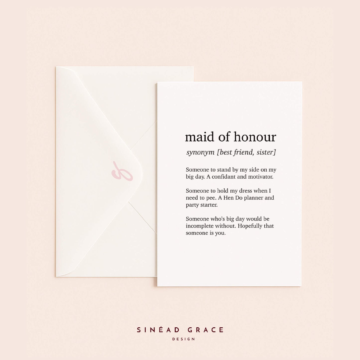 Bridal Party Definition Card