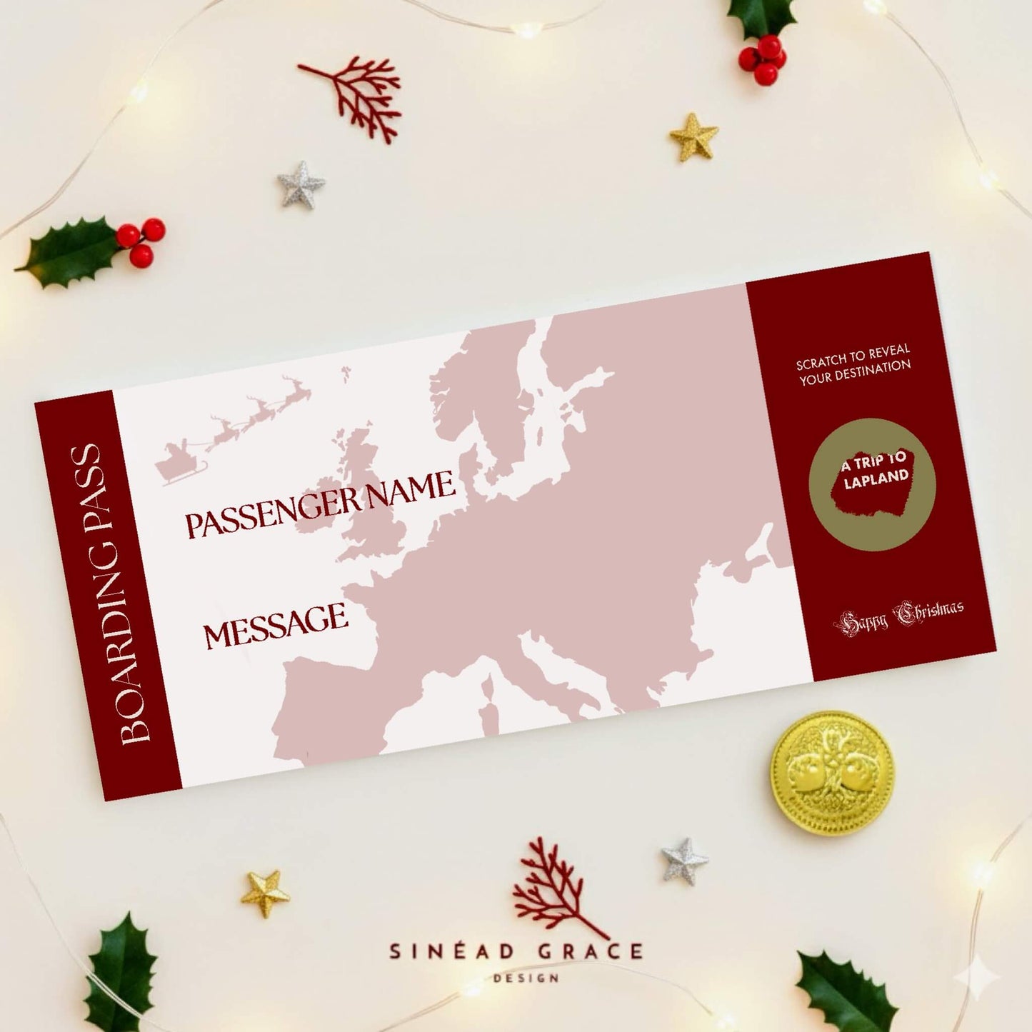 Personalised Blank Boarding Pass Scratch Reveal Card