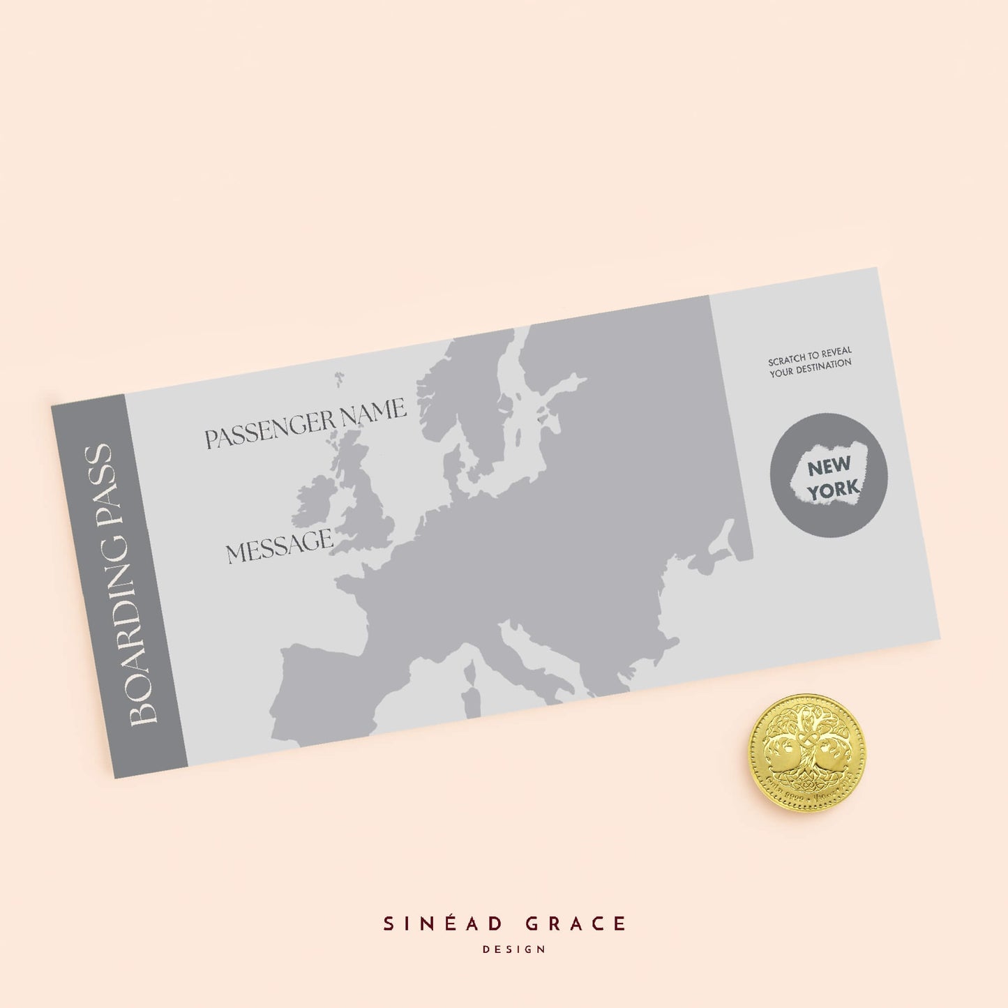 Personalised Blank Boarding Pass Scratch Reveal Card