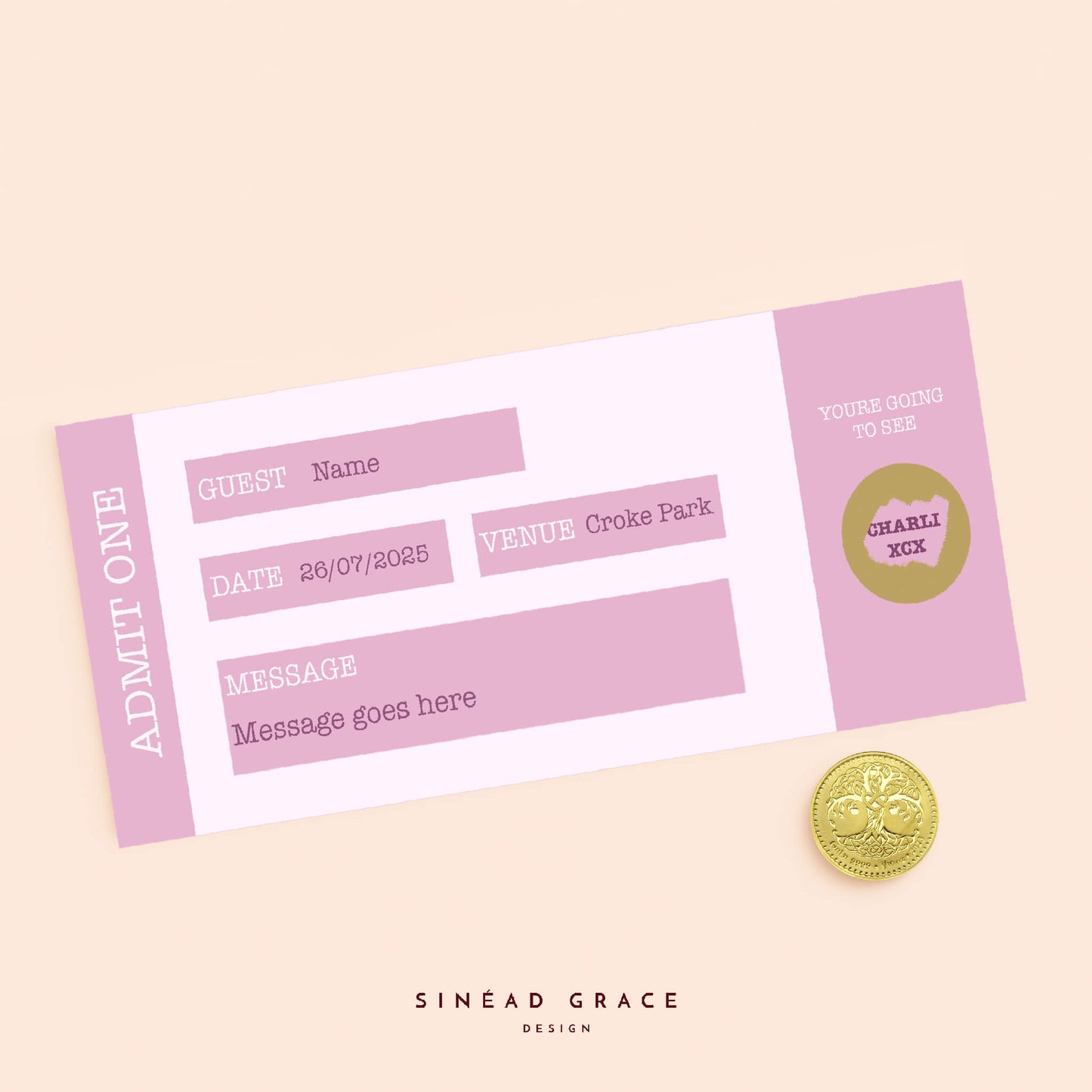 Personalised Admit One Scratch Reveal Card