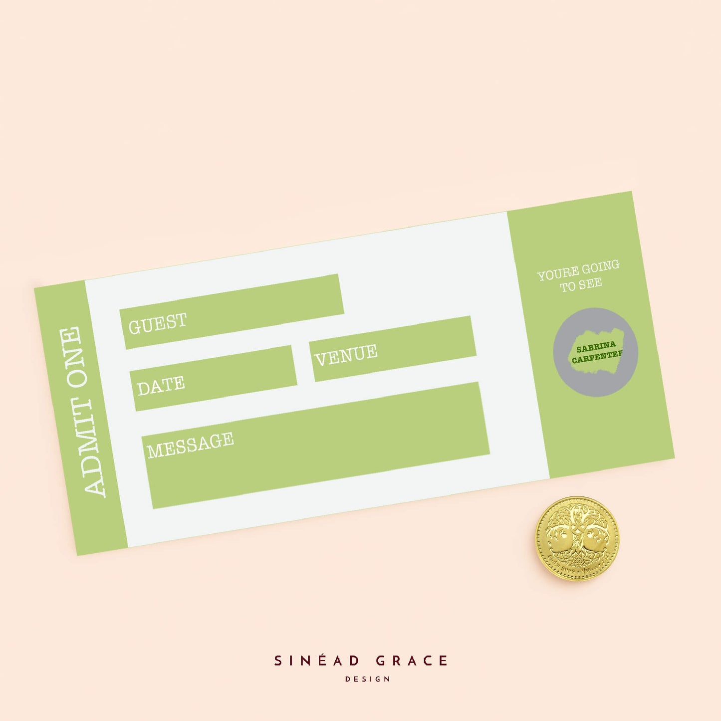 Personalised Blank Admit One Scratch Card