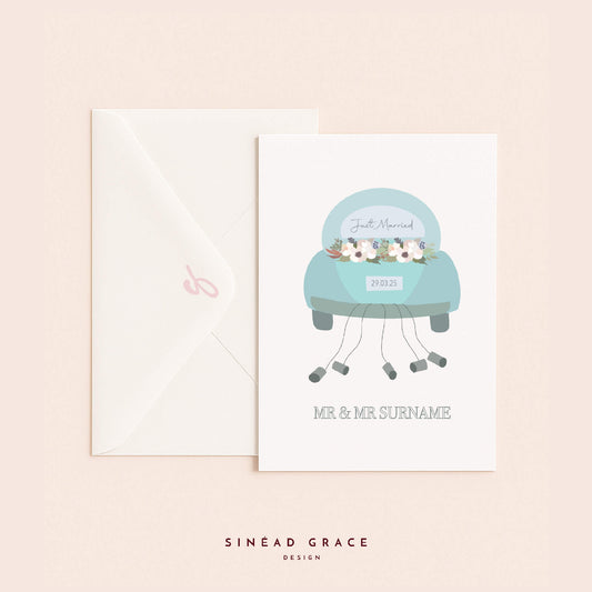Just Married Personalised Wedding Card
