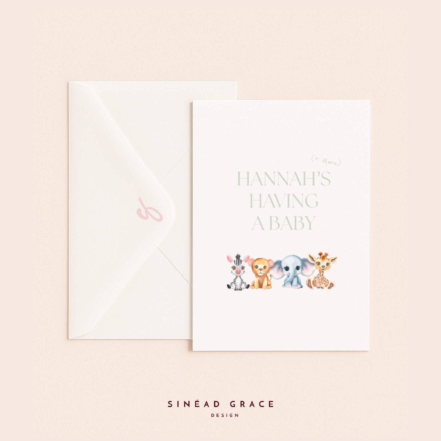 Baby Animals New Baby Personalised Card