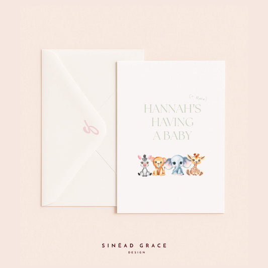 Baby Animals New Baby Personalised Card