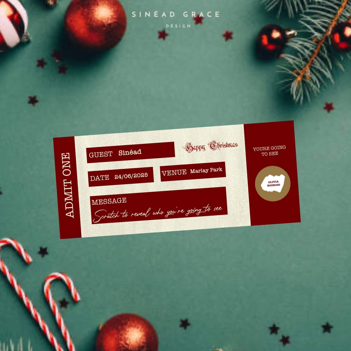 Personalised Admit One Scratch Card
