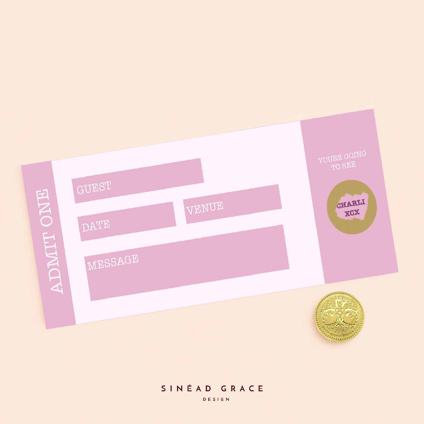 Personalised Blank Admit One Scratch Card