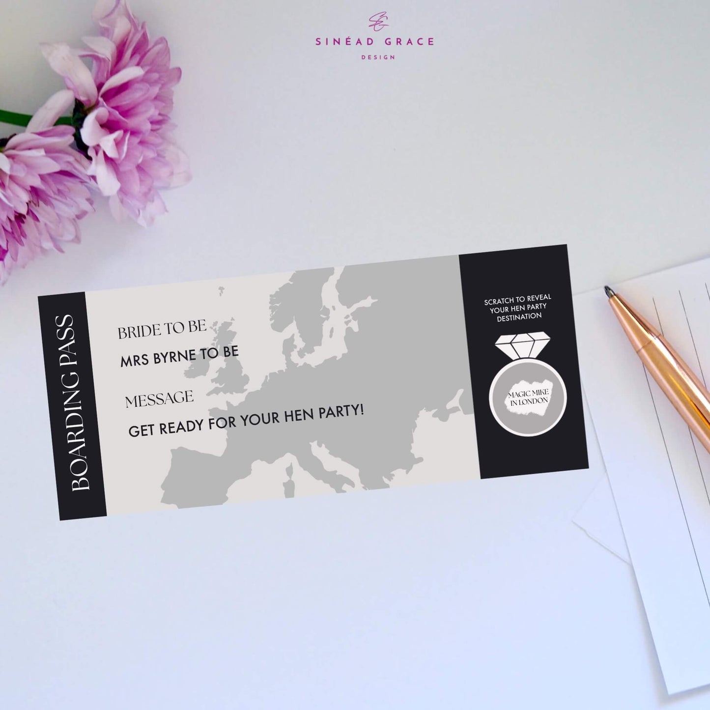 Bride To Be Personalised Boarding Pass Scratch Card
