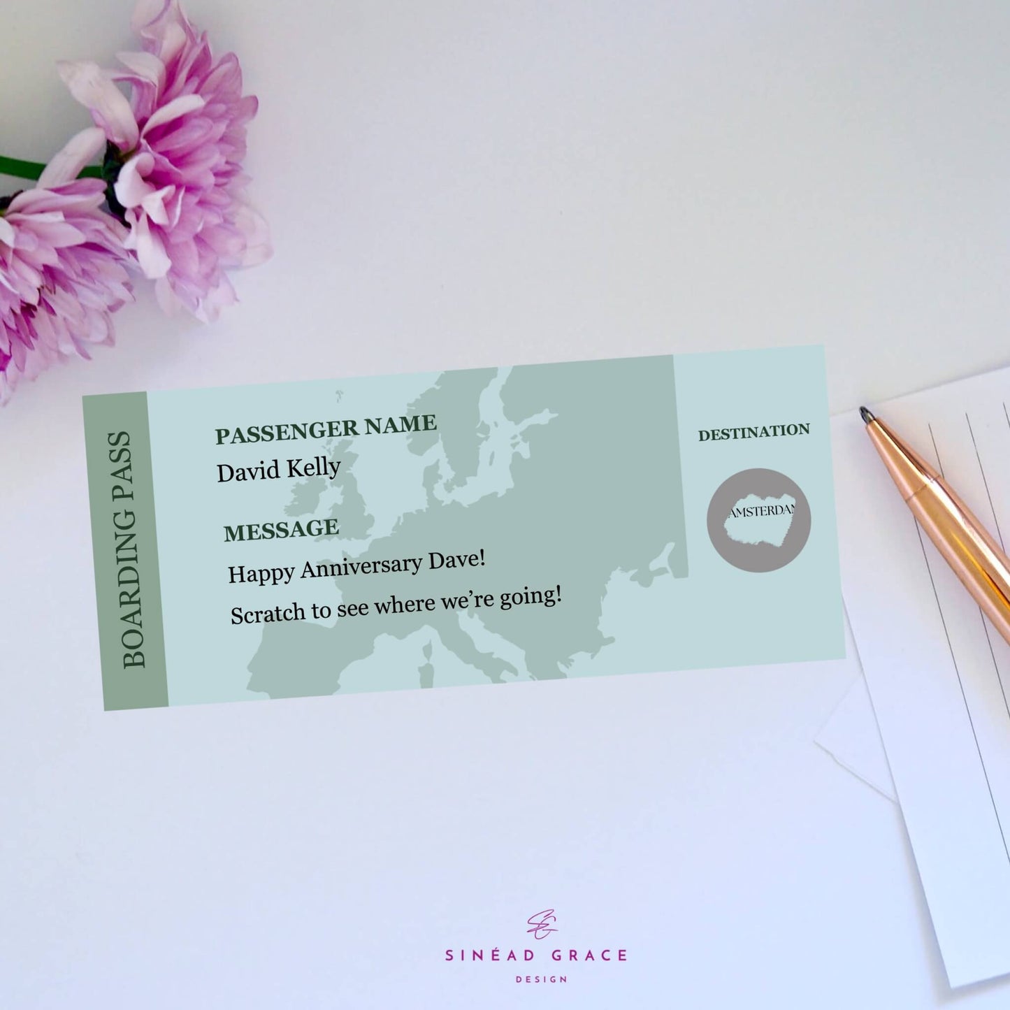 Personalised Boarding Pass Scratch Card