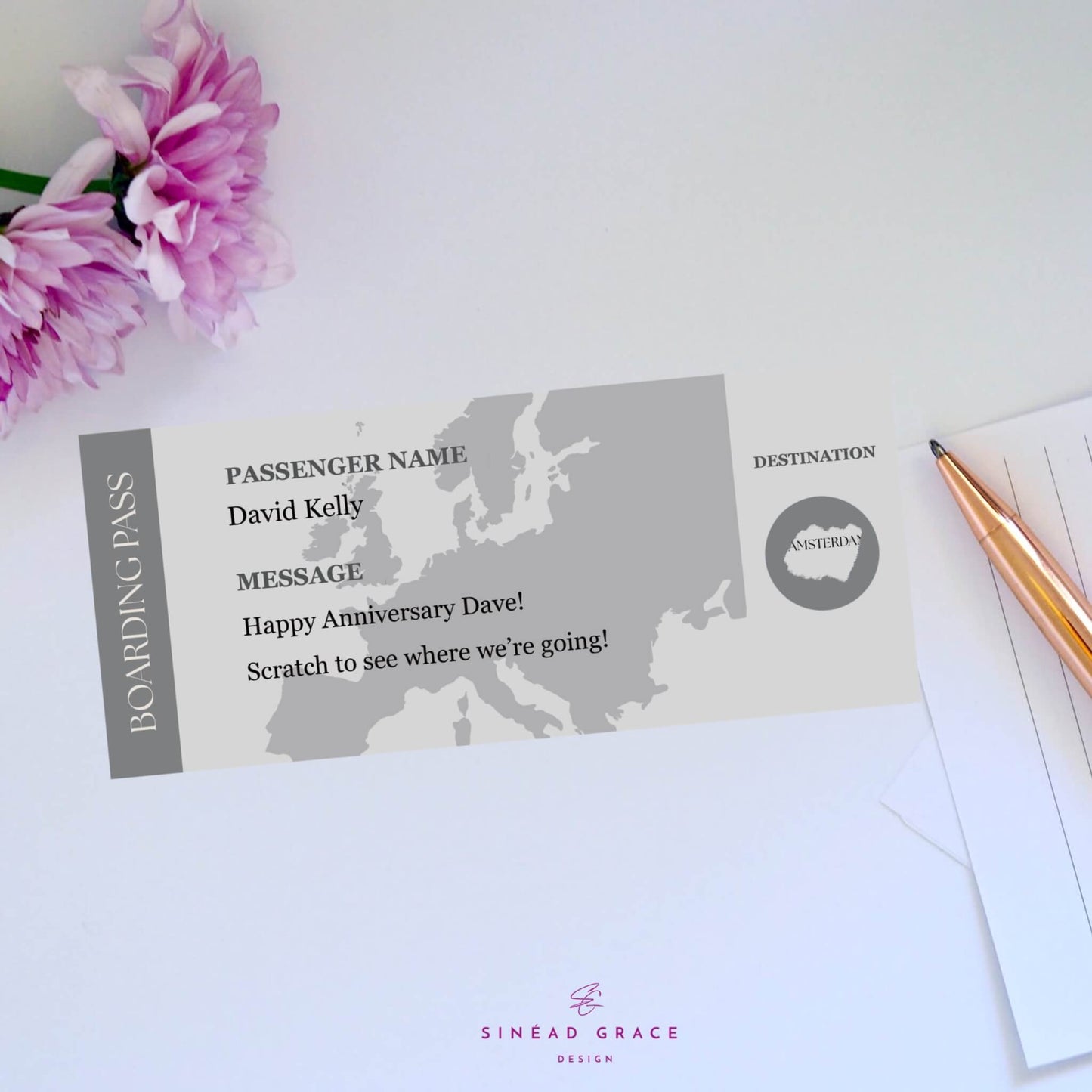 Personalised Boarding Pass Scratch Card