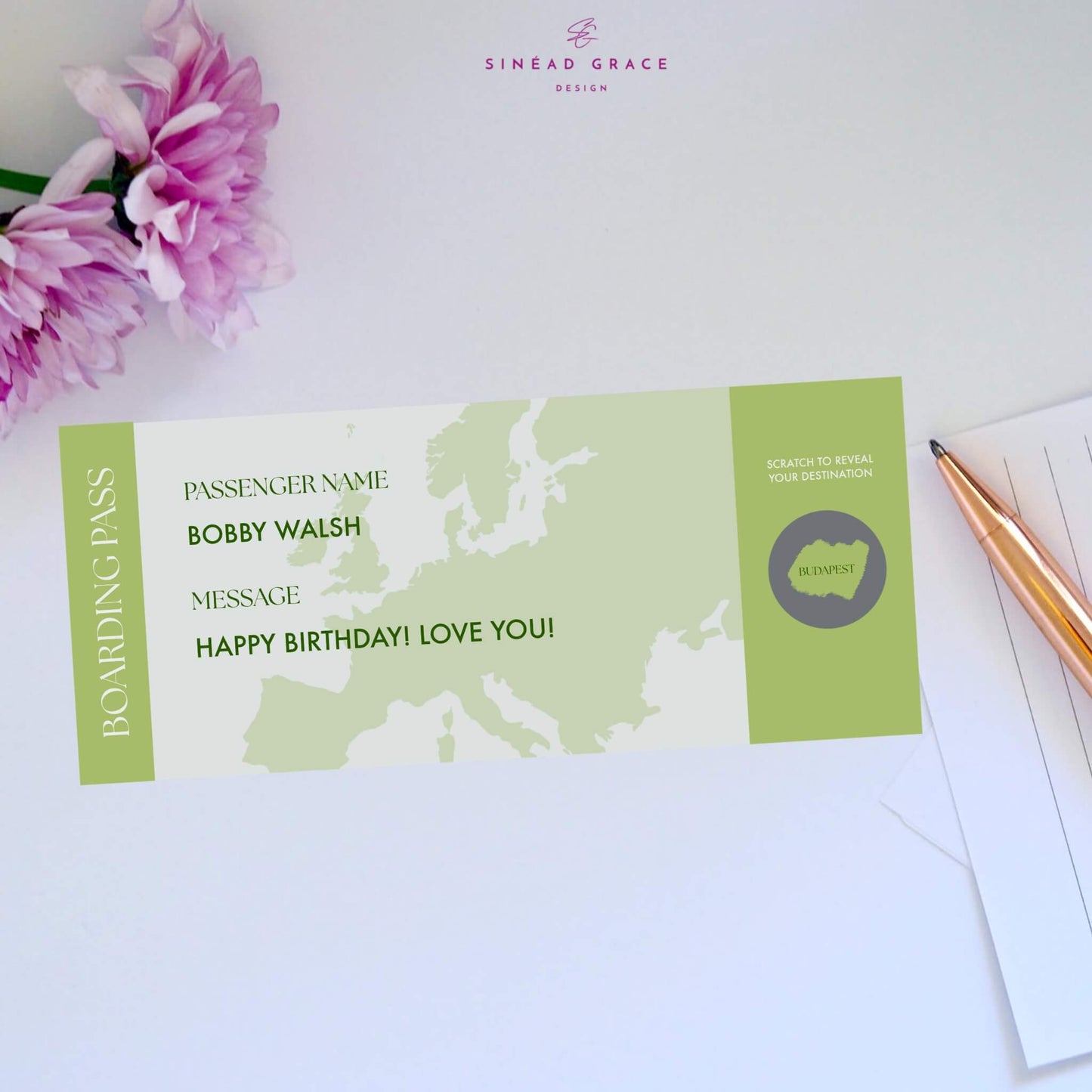 Personalised Boarding Pass Scratch Card