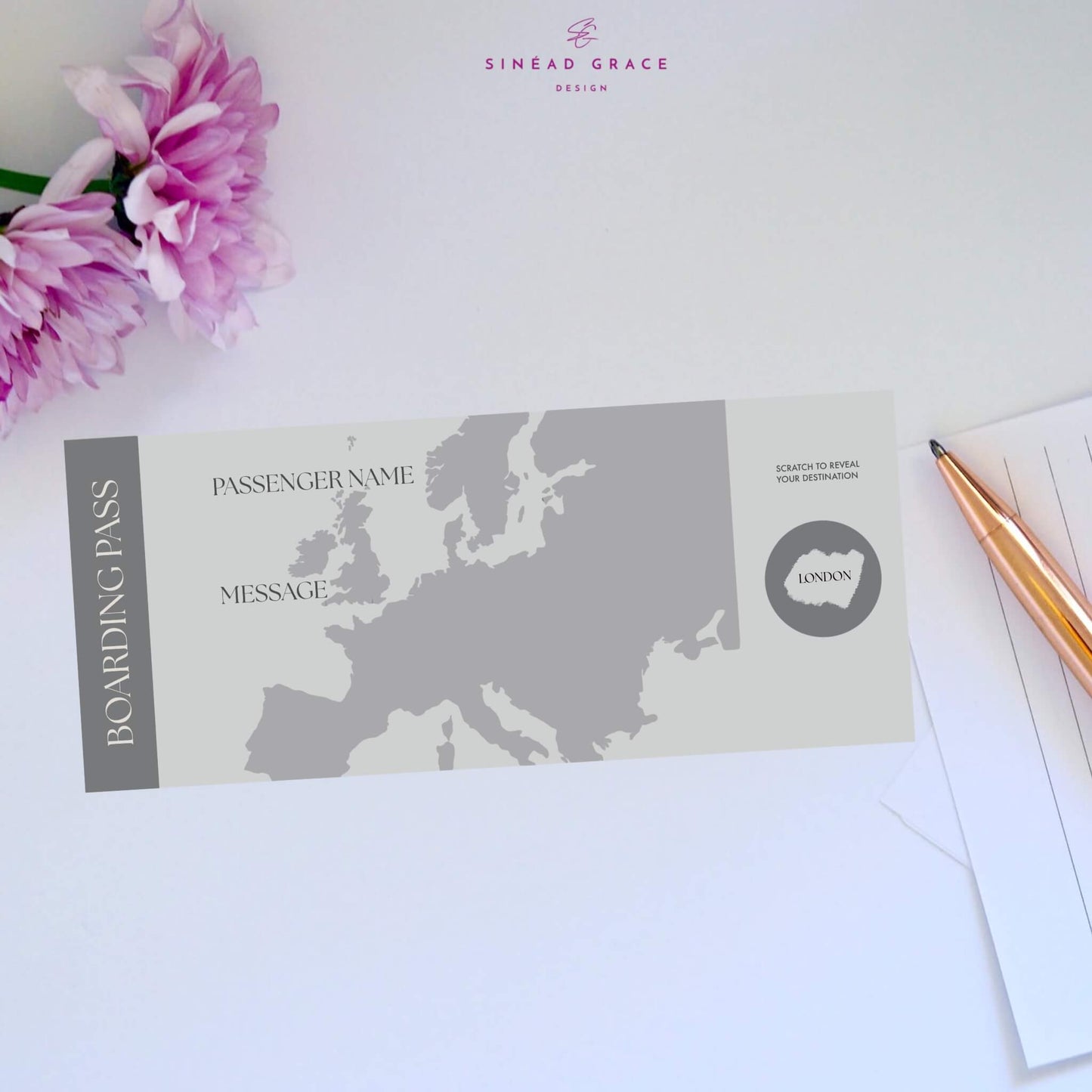 Personalised Blank Boarding Pass Scratch Card