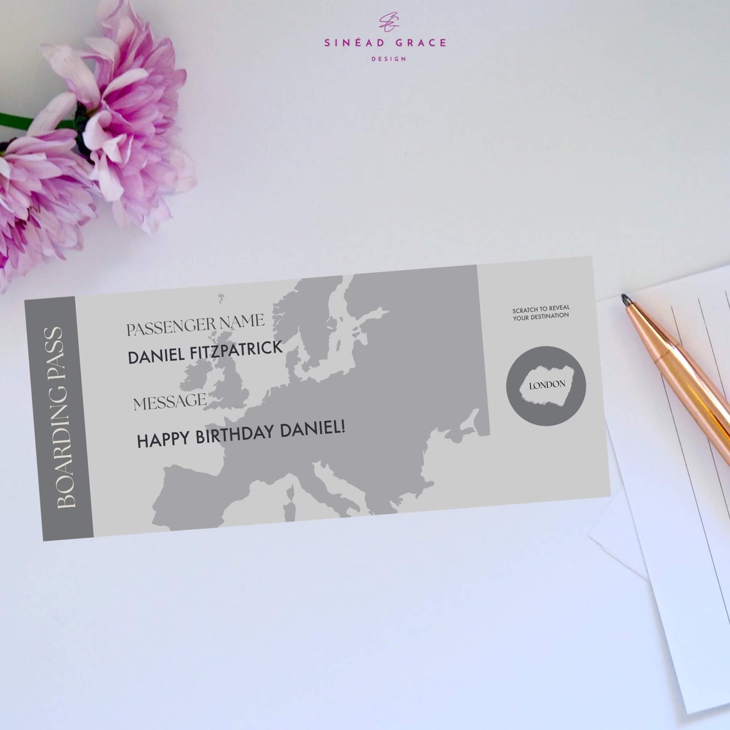 Personalised Boarding Pass Scratch Card
