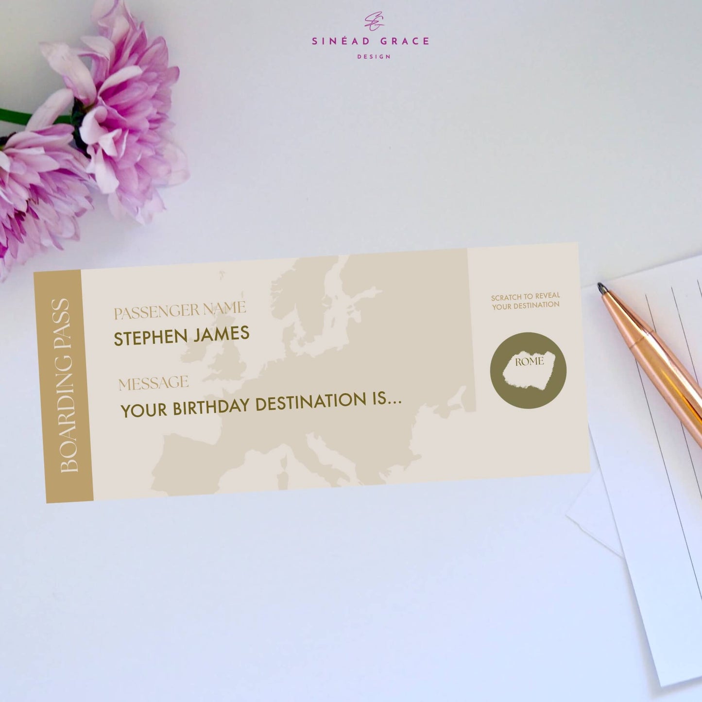 Personalised Boarding Pass Scratch Card