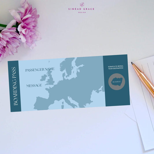 Personalised Blank Boarding Pass Scratch Card