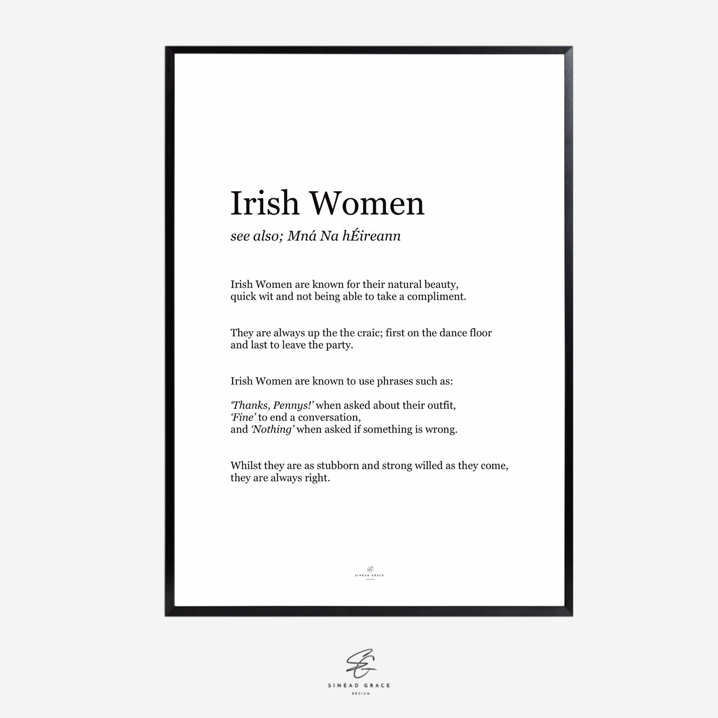 Irish Women Definition Print