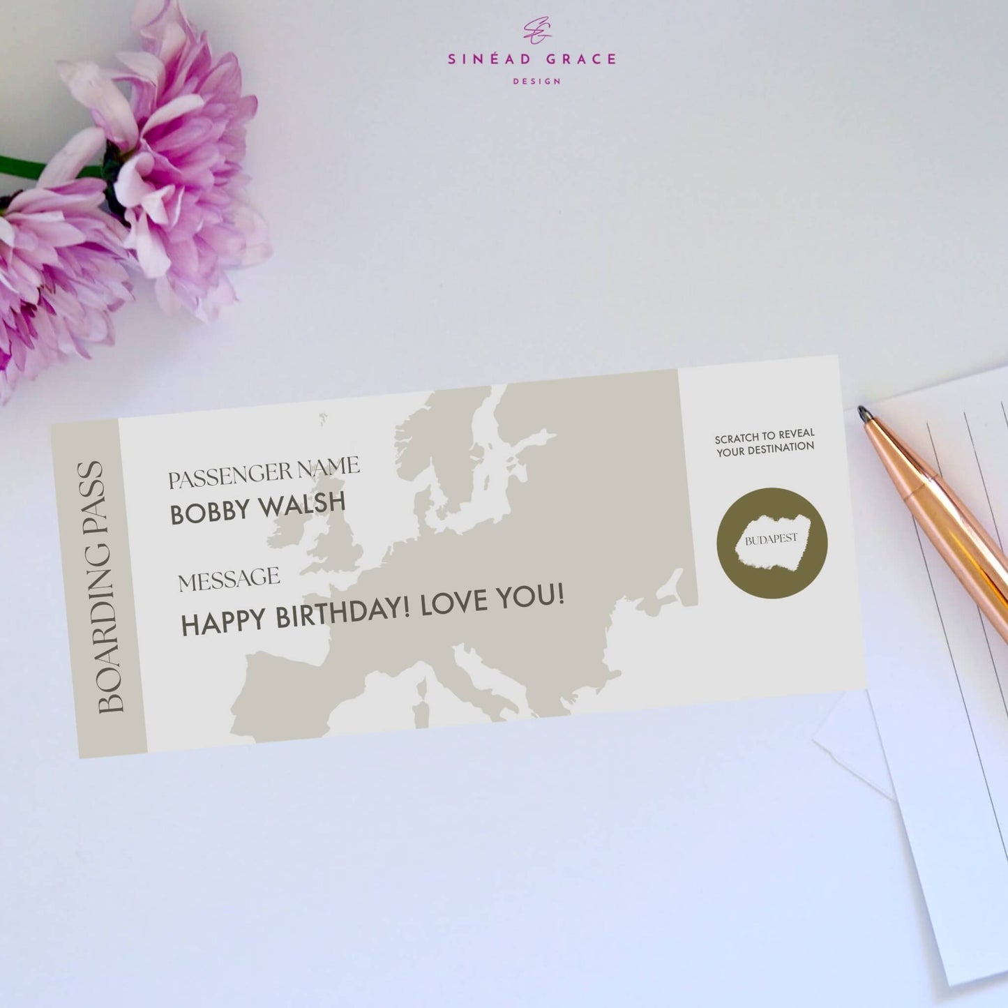 Personalised Boarding Pass Scratch Card